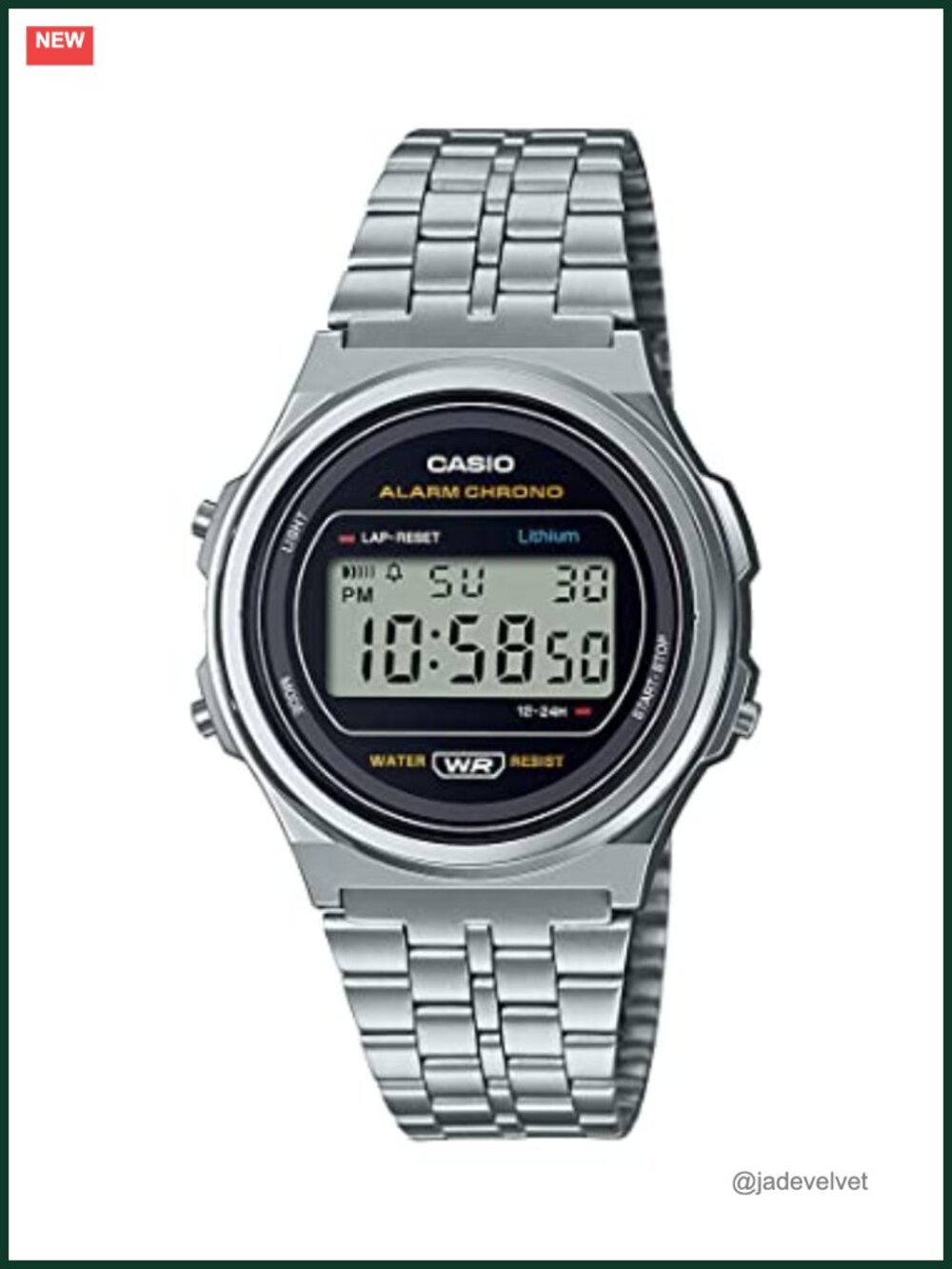 Casio Digital Quartz Steel Bracelet LED Alarm Stopwatch Watch